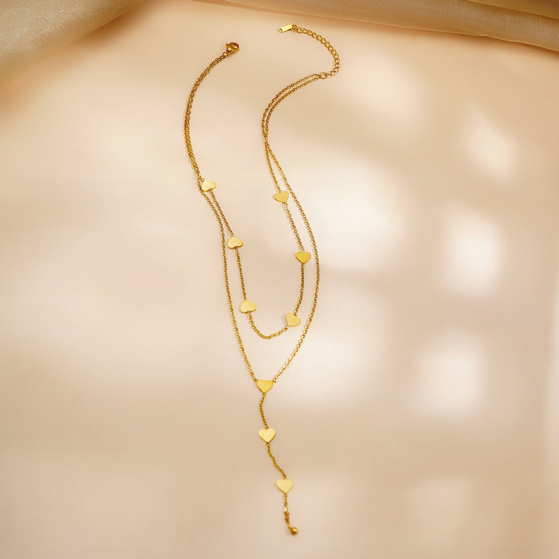 Demi Fine 18K Gold Plated Stainless steel Multi Heart Charm Layered Necklace