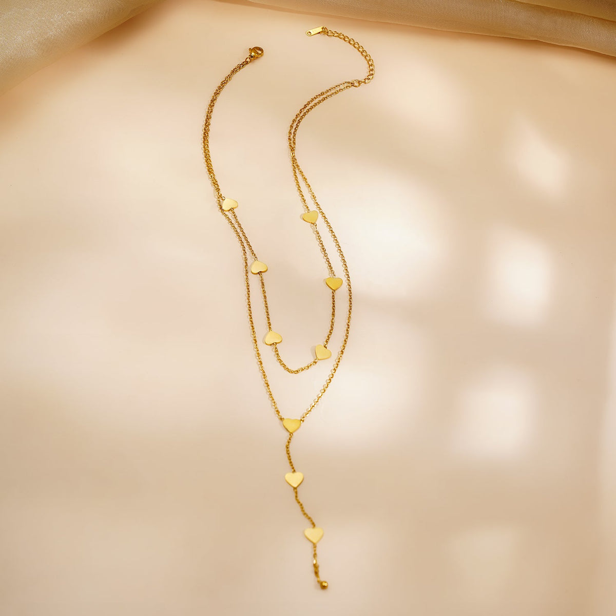 Demi Fine 18K Gold Plated Stainless steel Multi Heart Charm Layered Necklace