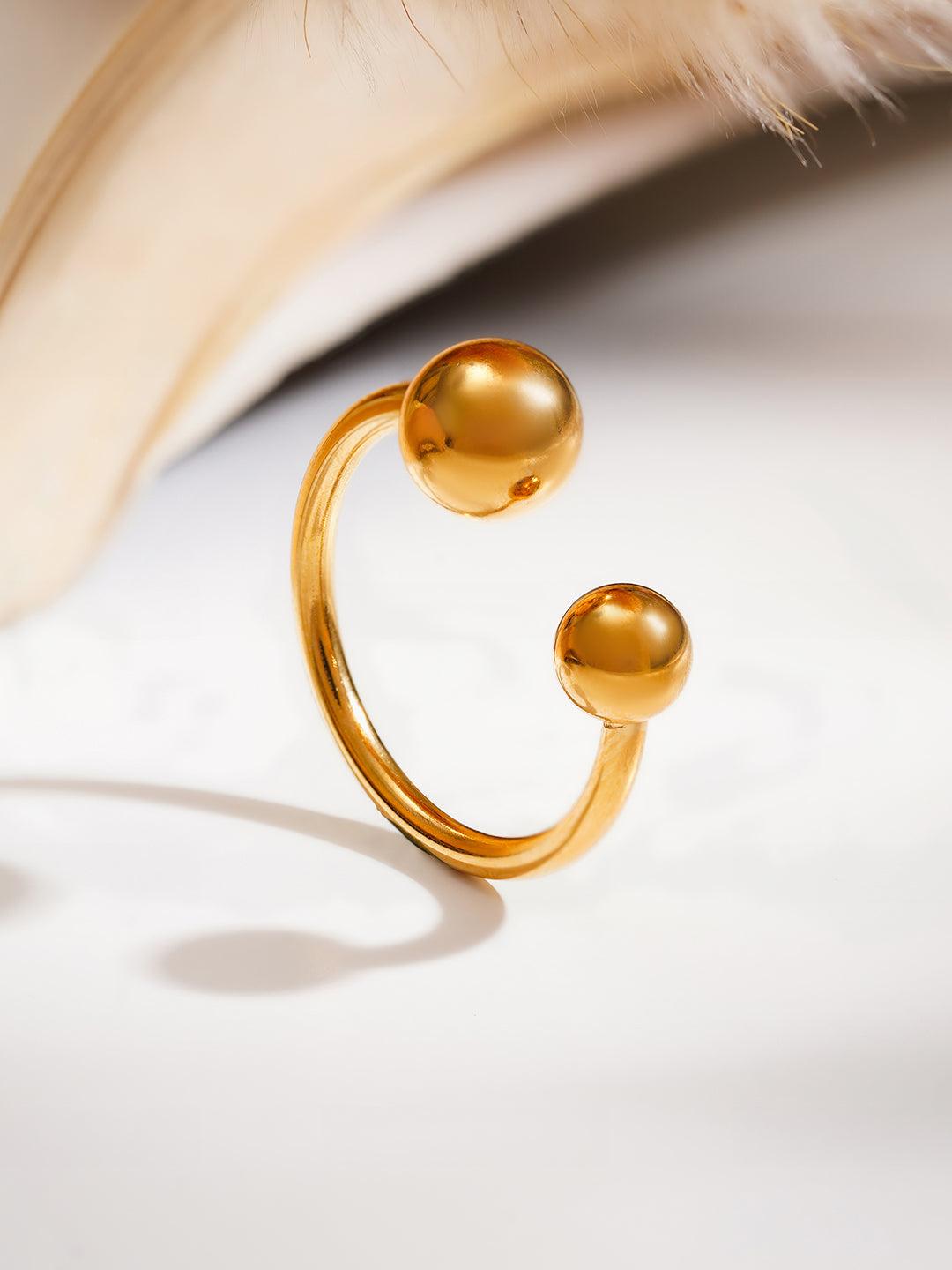 Demi Fine 18K Gold Plated Stainless steel Minimal Dual Sphere Ring