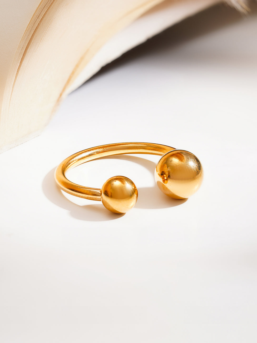 Demi Fine 18K Gold Plated Stainless steel Minimal Dual Sphere Ring