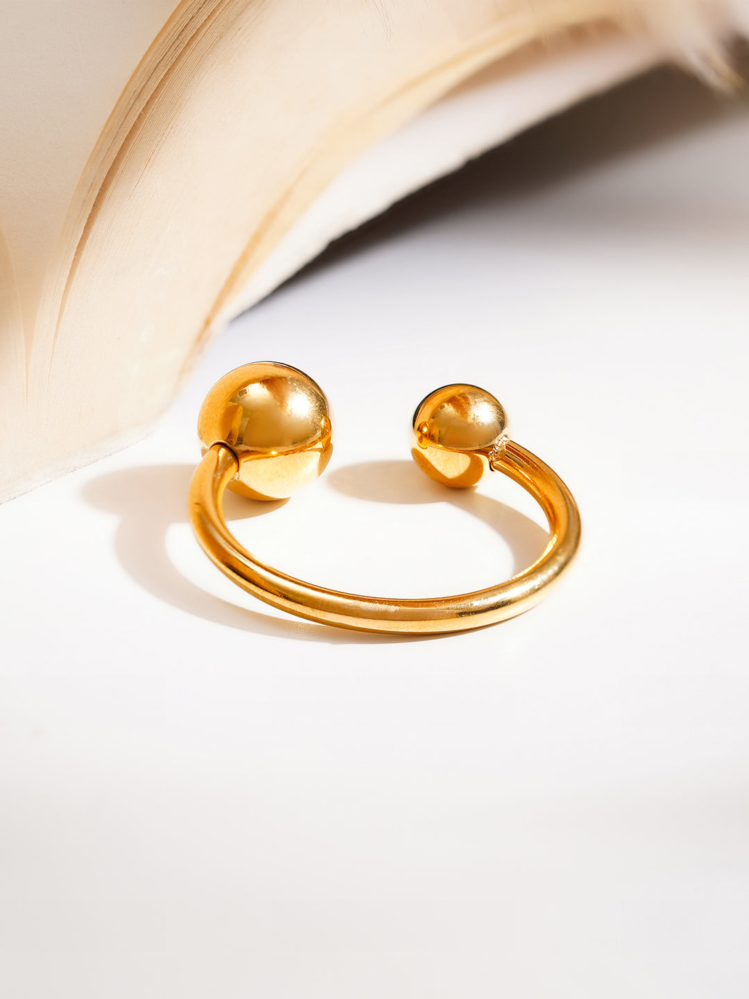 Demi Fine 18K Gold Plated Stainless steel Minimal Dual Sphere Ring