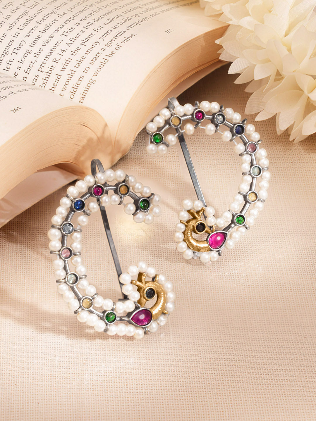 Multicolor Crystal Pearl Ear Cuffs