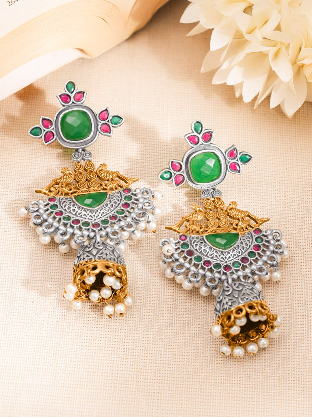 Majestic Glow Statement Jhumka Earrings
