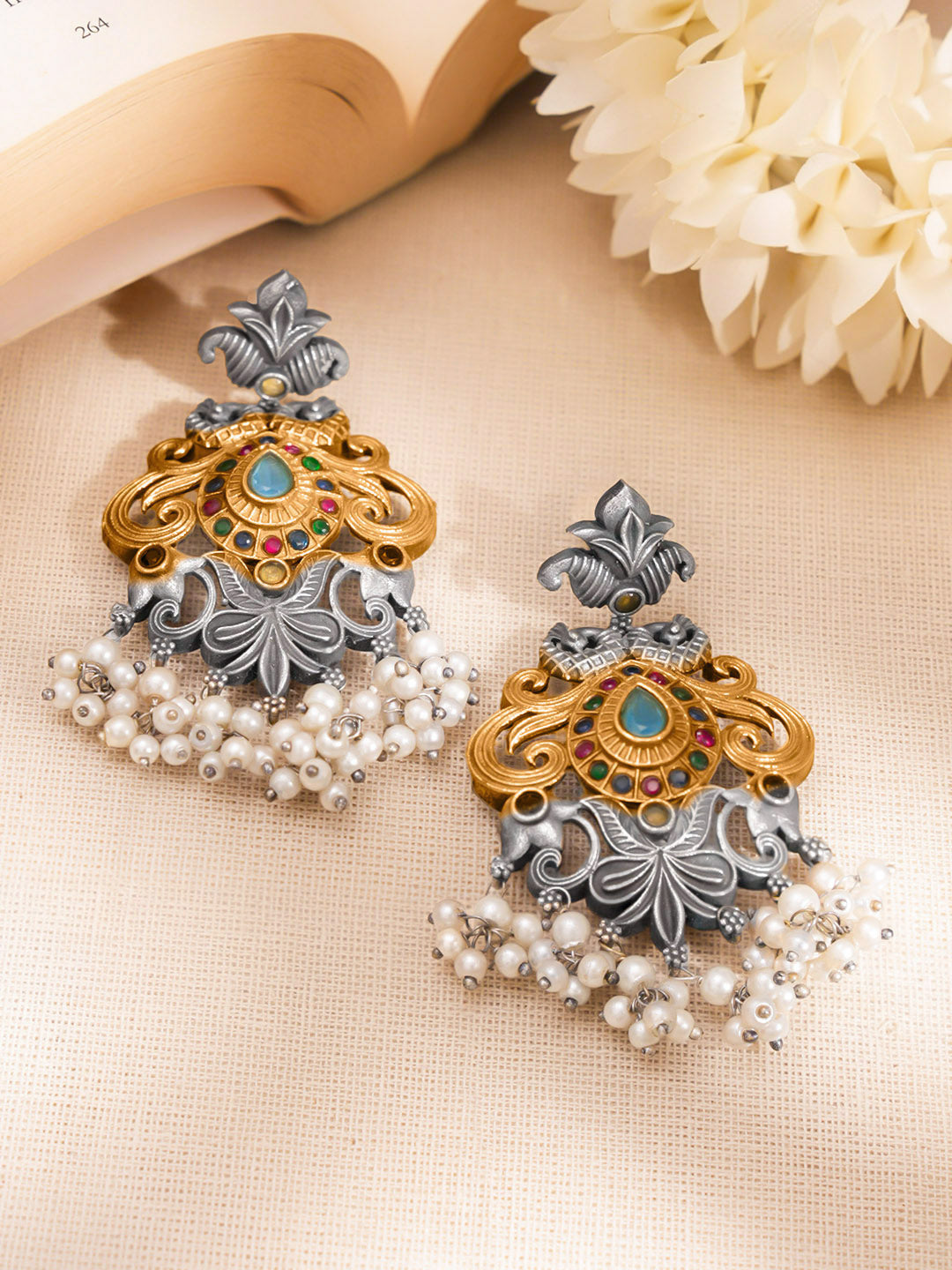Oxidised Statement Festive Drop Earrings