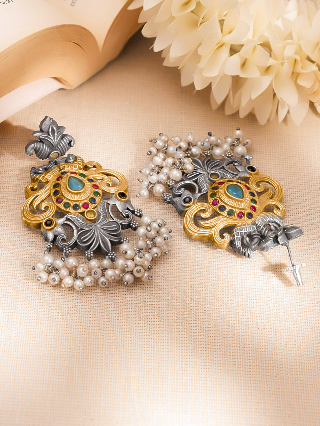 Oxidised Statement Festive Drop Earrings