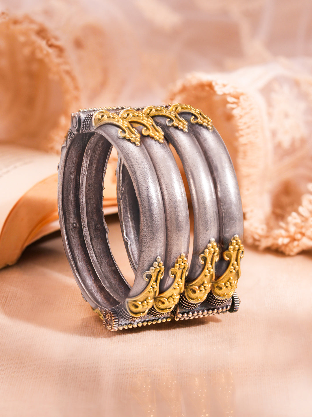 Vintage Dual Tone Statement Bangles