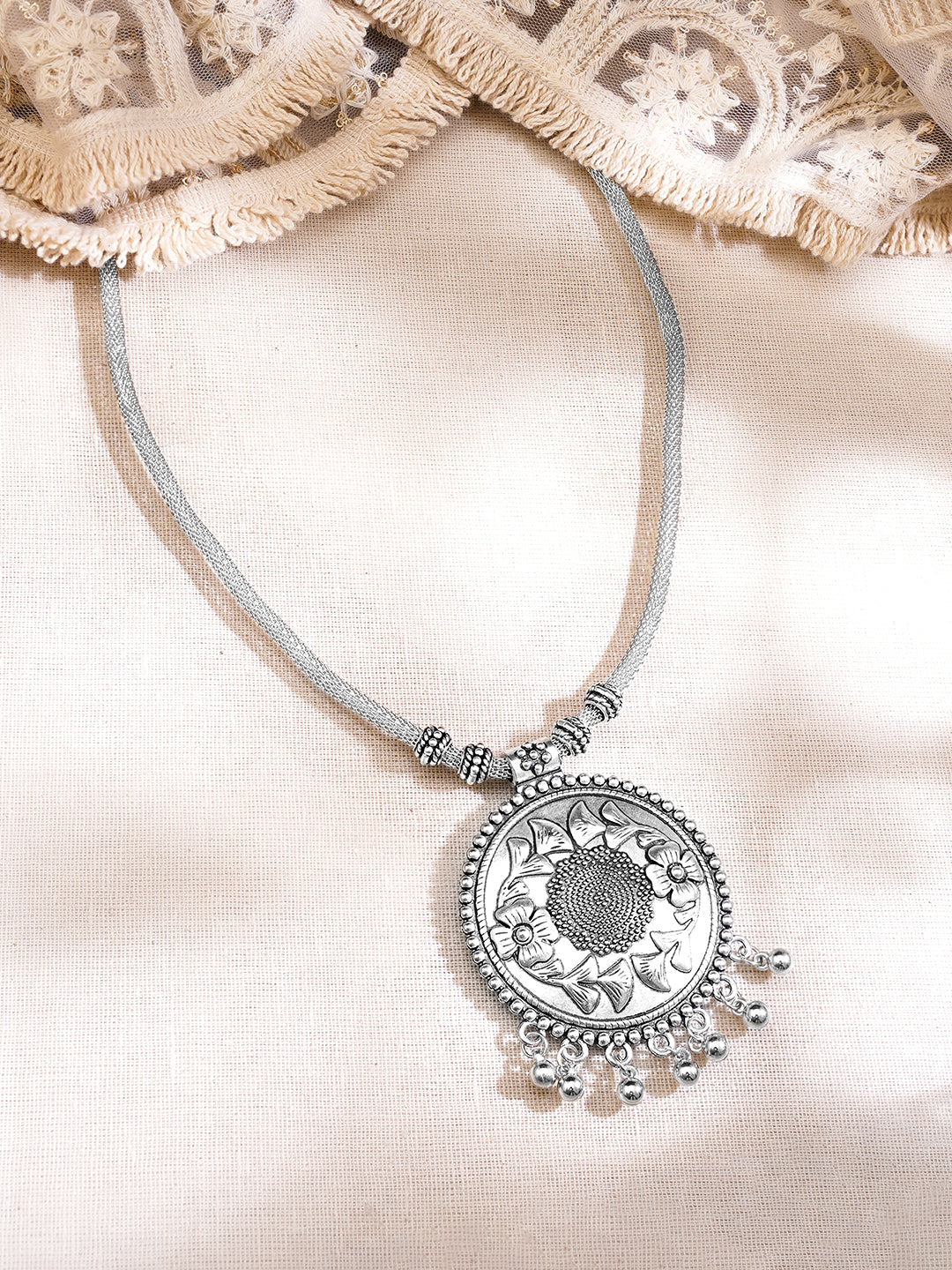 Vintage Bloom Oxidised Statement Necklace