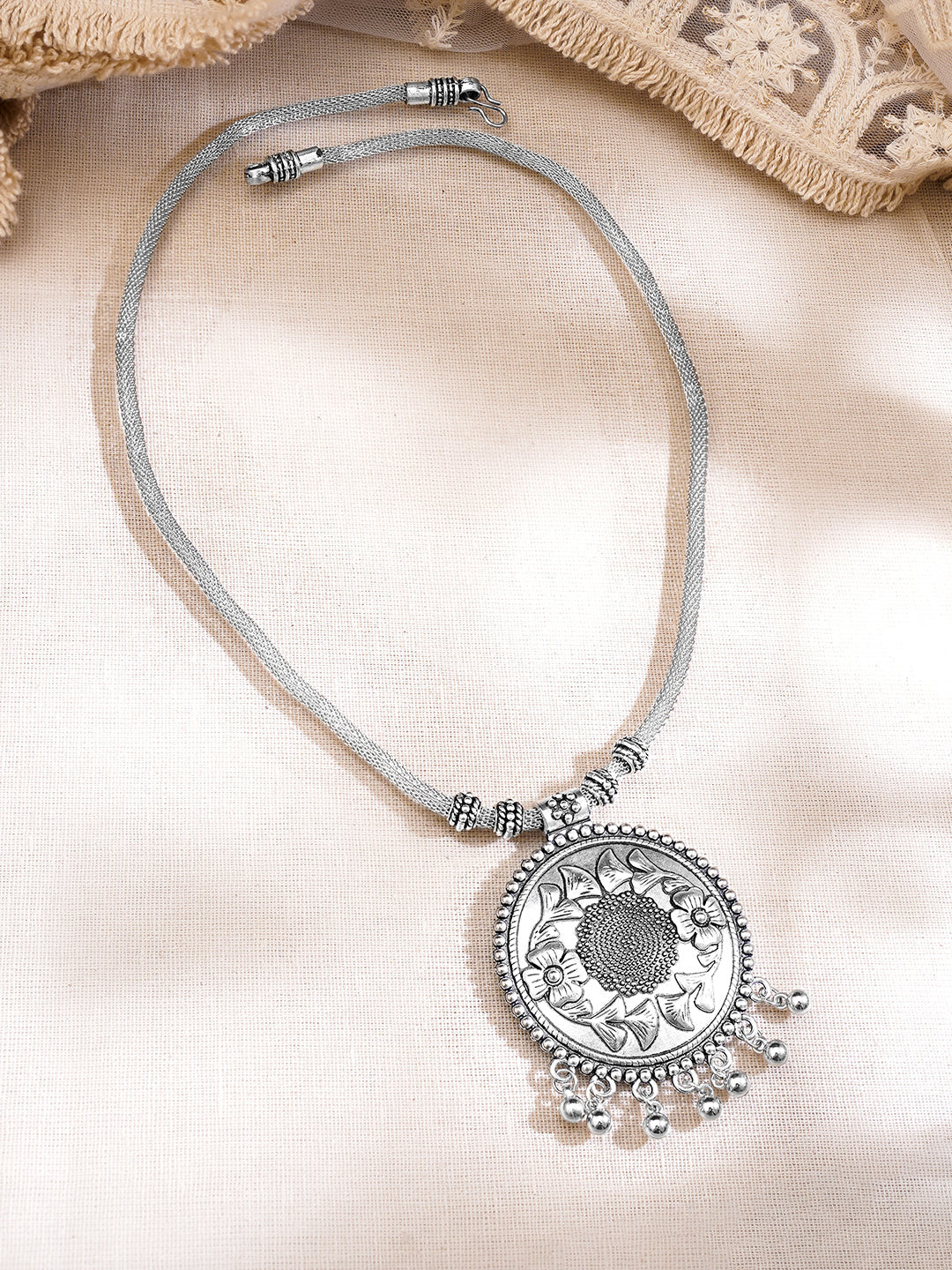 Vintage Bloom Oxidised Statement Necklace