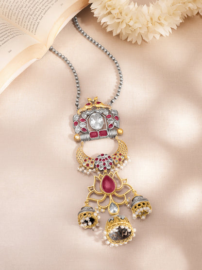 Heritage Lotus Pendant Long Necklace