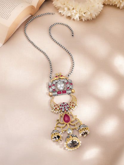 Heritage Lotus Pendant Long Necklace
