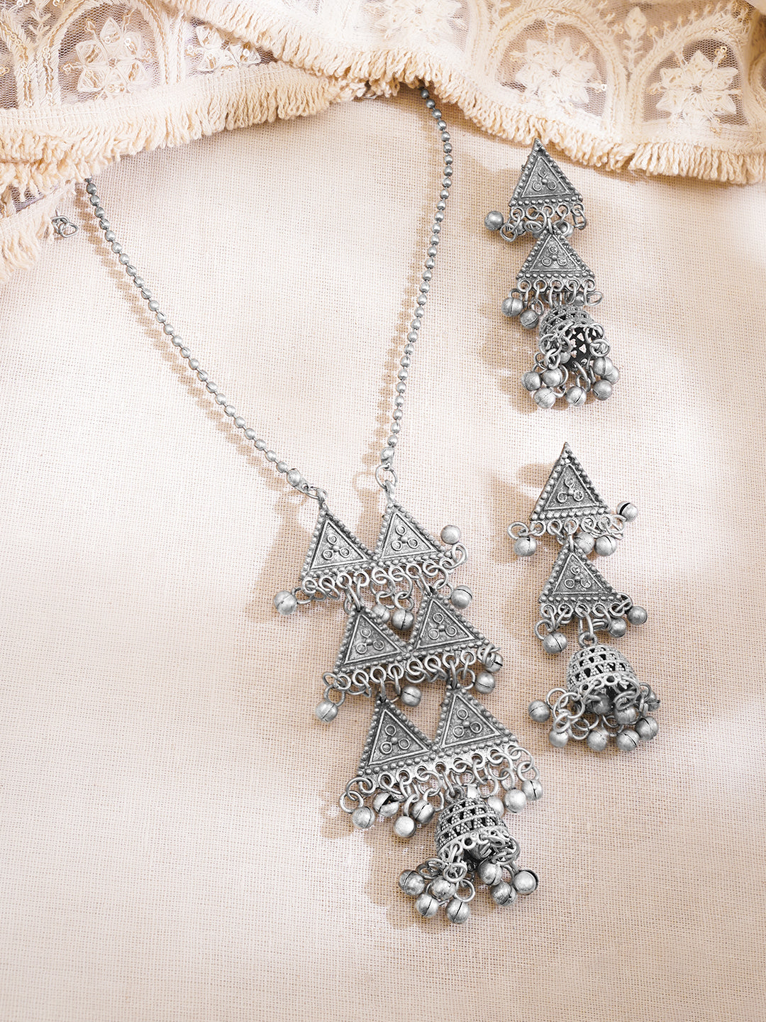 Oxidised Tribal Ghungroo Statement Necklace Set