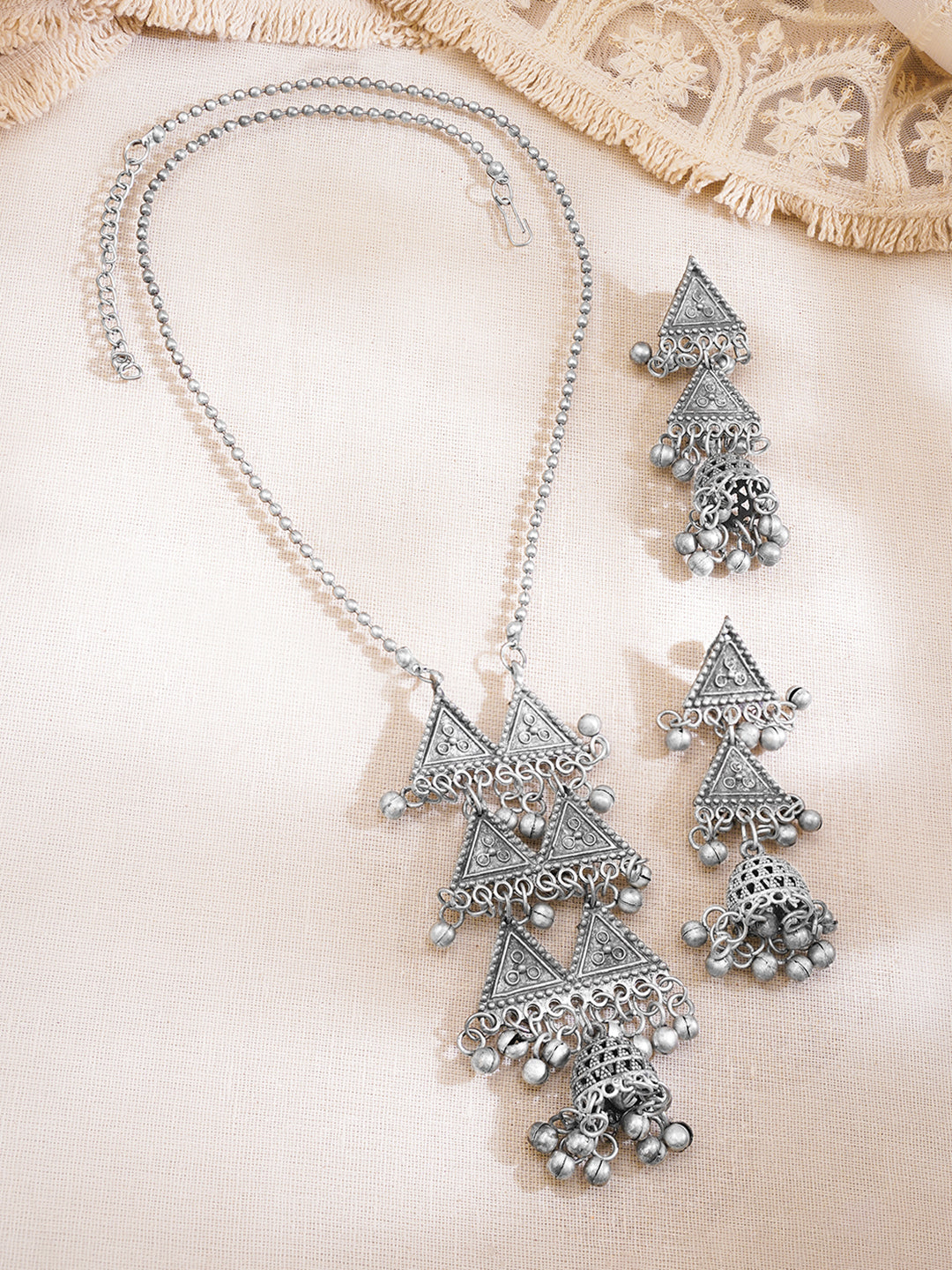 Oxidised Tribal Ghungroo Statement Necklace Set