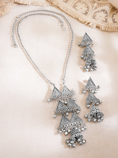 Oxidised Tribal Ghungroo Statement Necklace Set