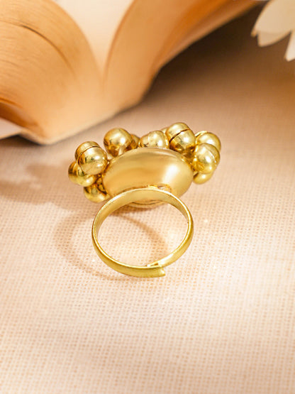 Gold Ghungroo Statement Adjustable Ring