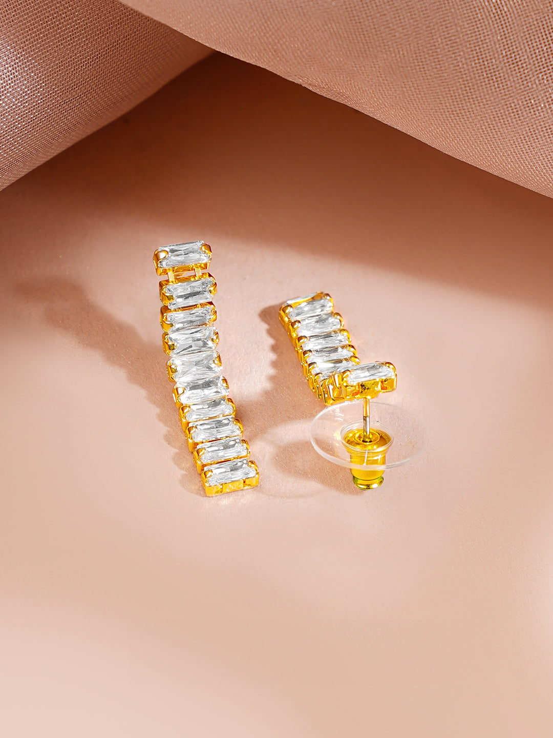 Gold Plated Layered American Diamond Statement Necklace Set