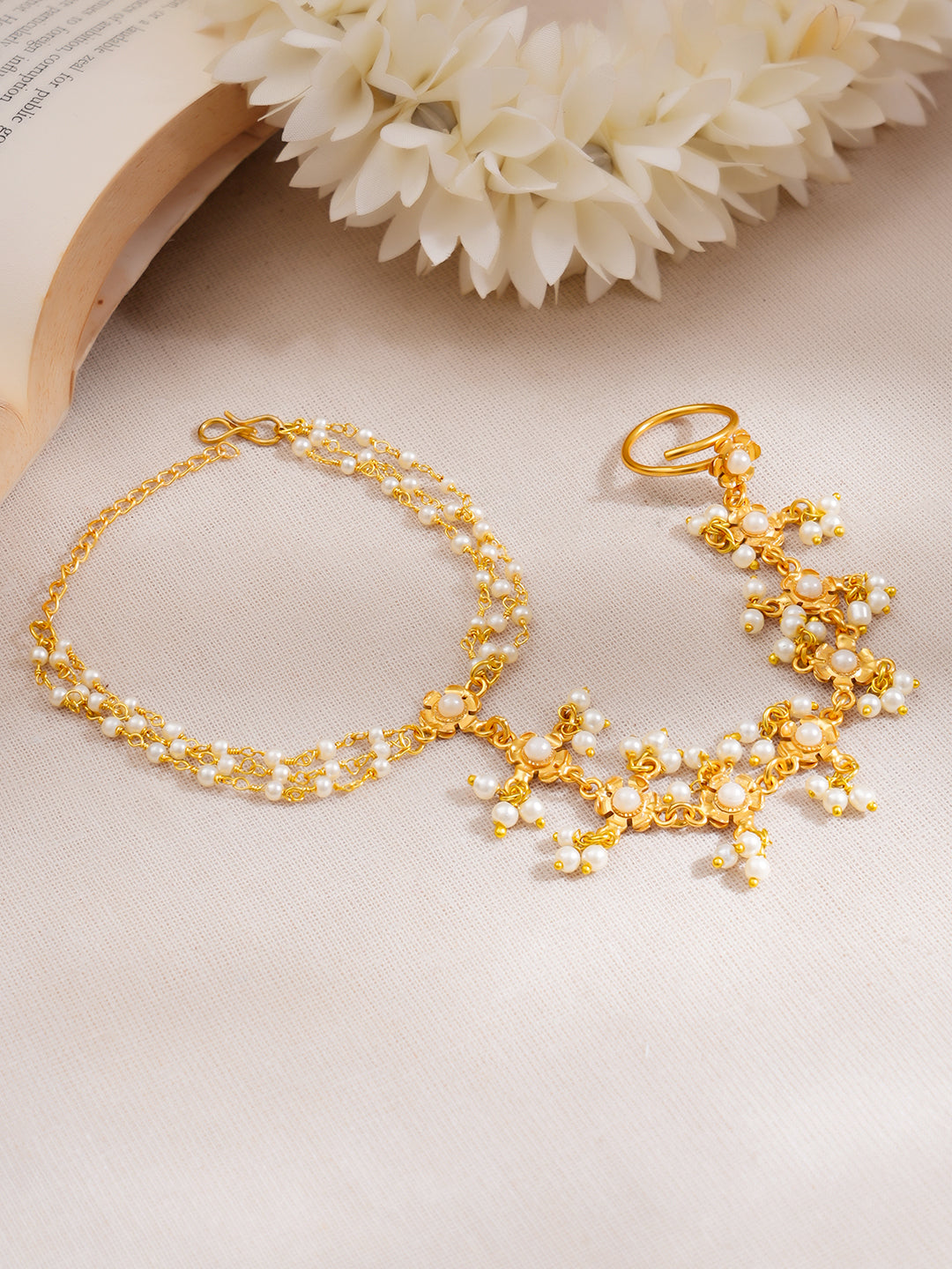 Golden Jasmine Haathphool Bracelet