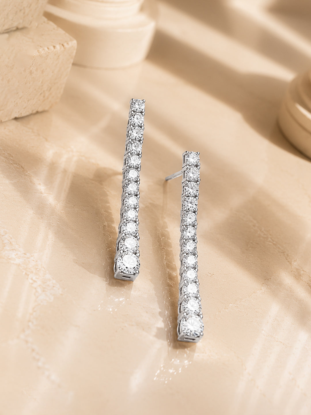 925 Fine Silver Rhodium Plated Dangler Earrings