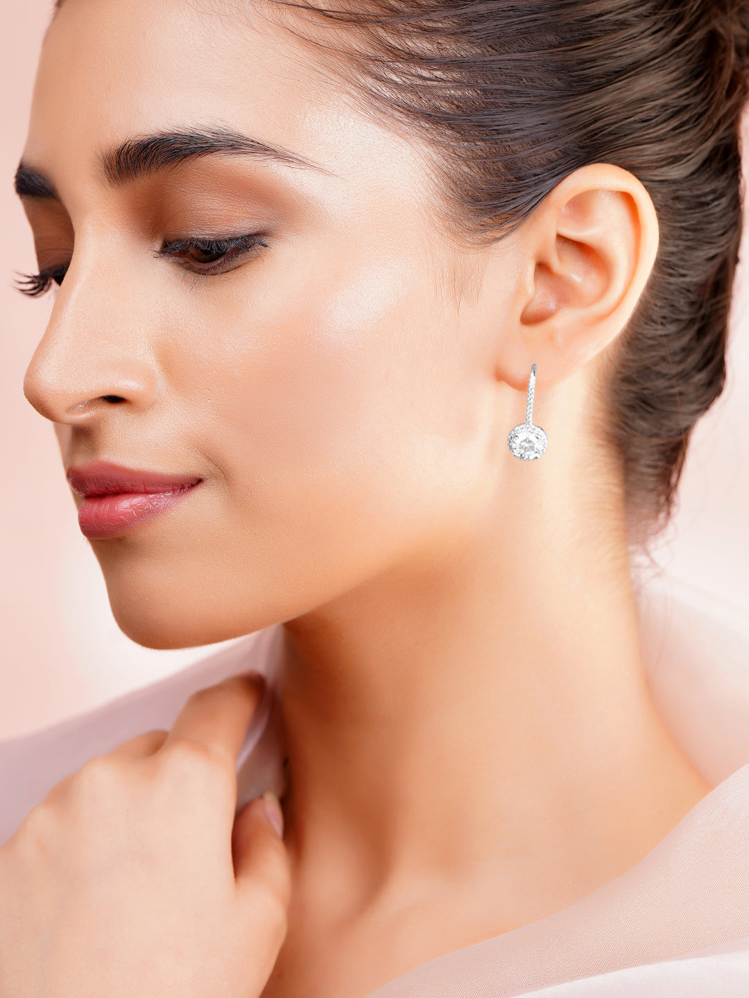 925 Fine Silver Rhodium Plated Drop Earrings