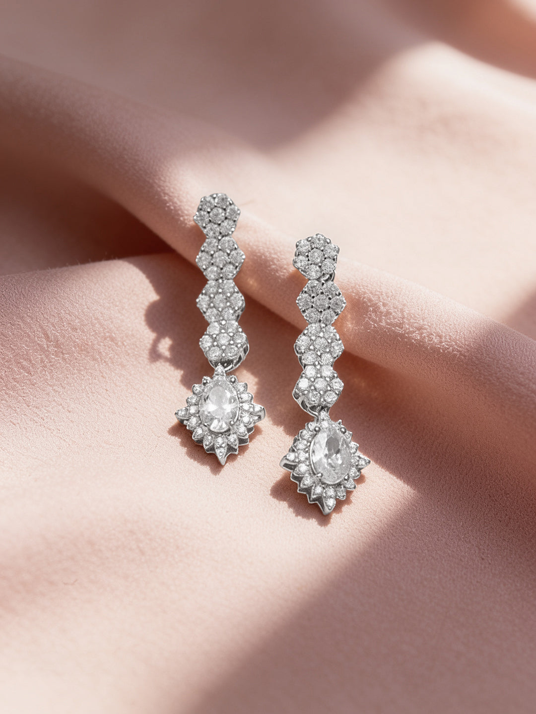 925 Fine Silver Rhodium Plated Dangler Earrings