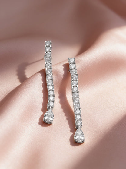925 Fine Silver Rhodium Plated Dangler Earrings