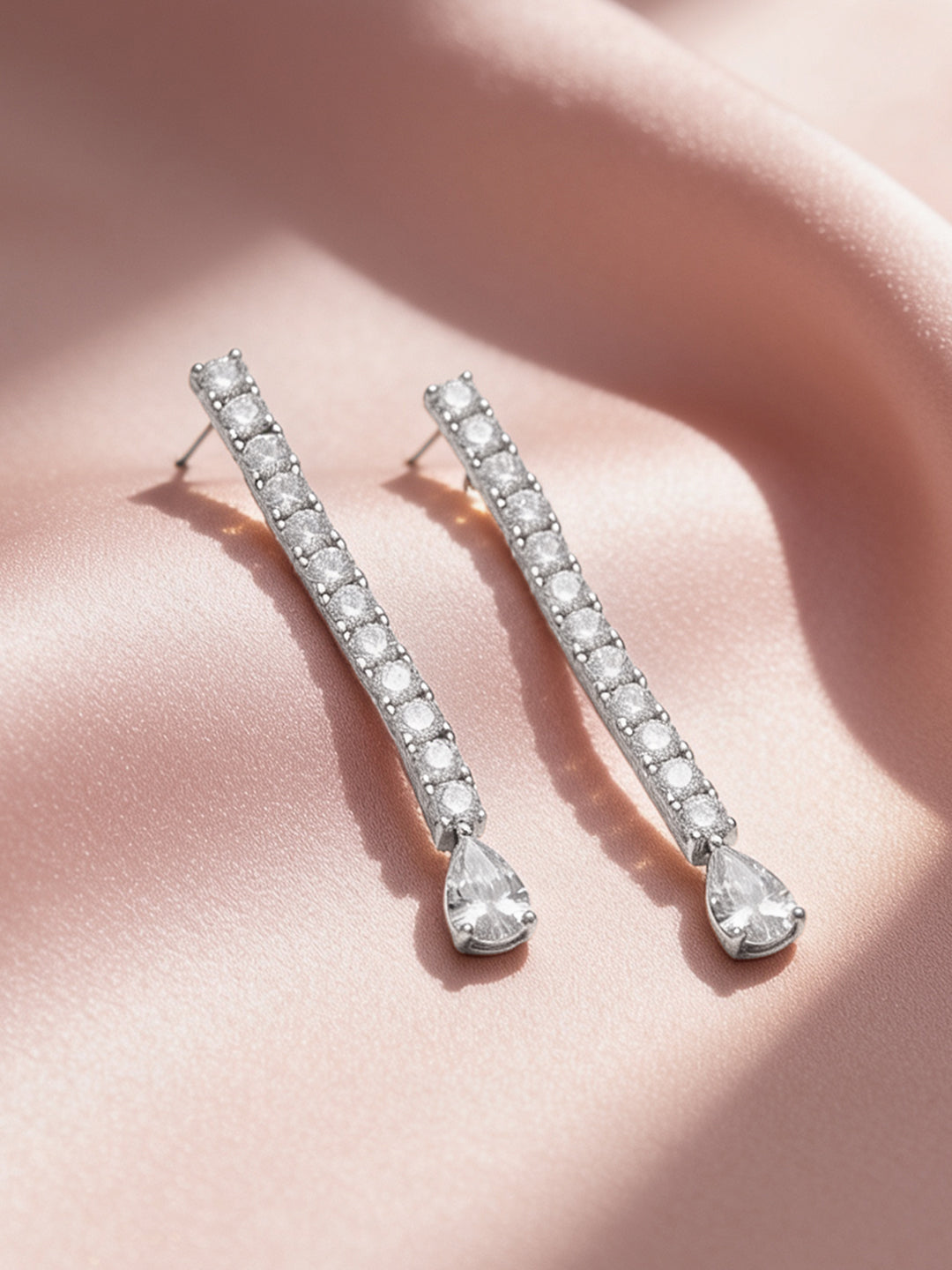 925 Fine Silver Rhodium Plated Dangler Earrings