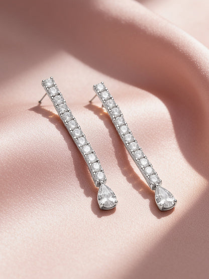 925 Fine Silver Rhodium Plated Dangler Earrings