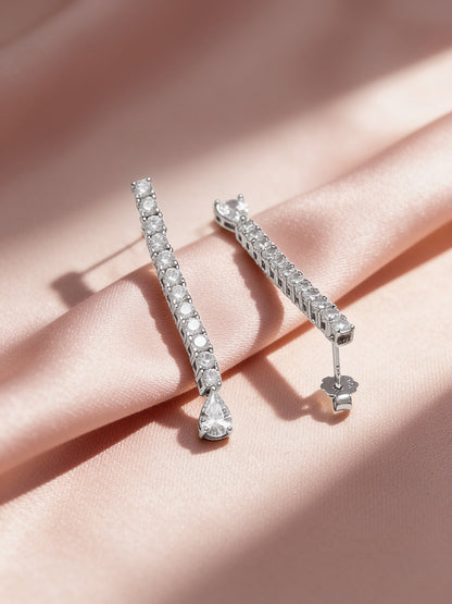 925 Fine Silver Rhodium Plated Dangler Earrings