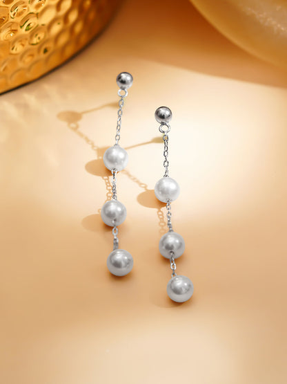 925 Fine Silver Rhodium Plated Freshwater Pearl Drop Earrings