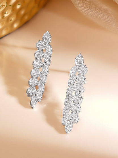 925 Fine Silver Rhodium Plated American Diamon Zirconia Dangler Earrings