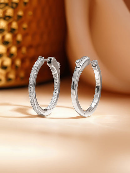925 Fine Silver Crystal Minimal Hoop Earrings