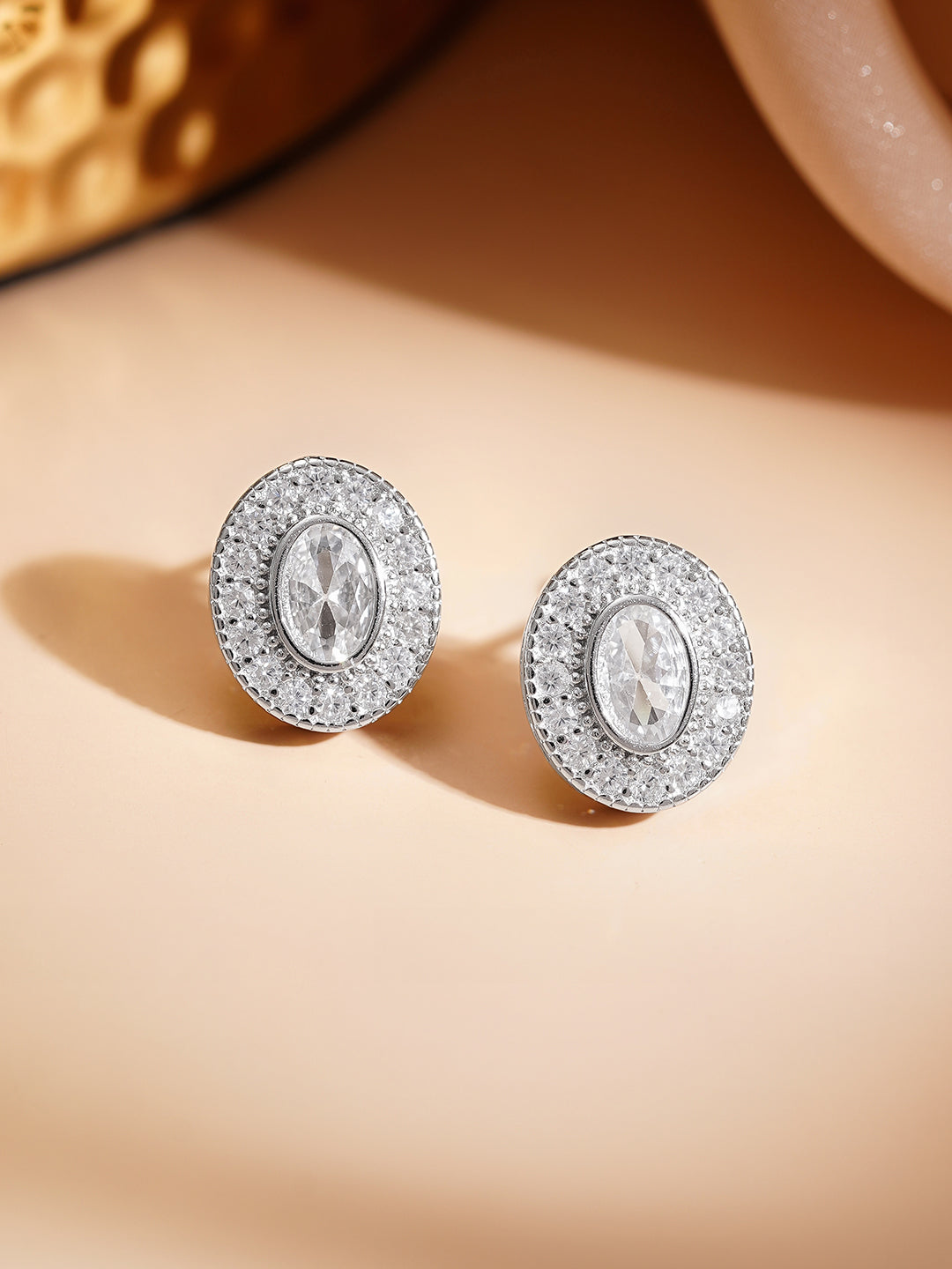 925 Fine Silver Radiant Crystal Stud Earrings