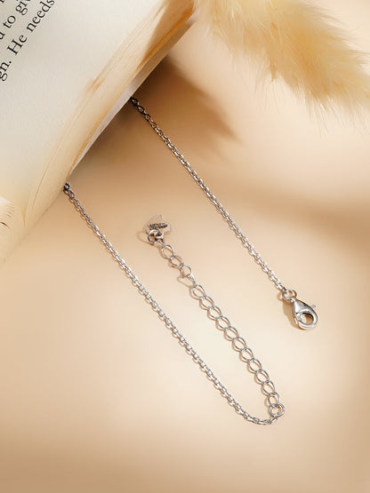 925 Fine Silver Rhodium Plated Cubic charm Necklace
