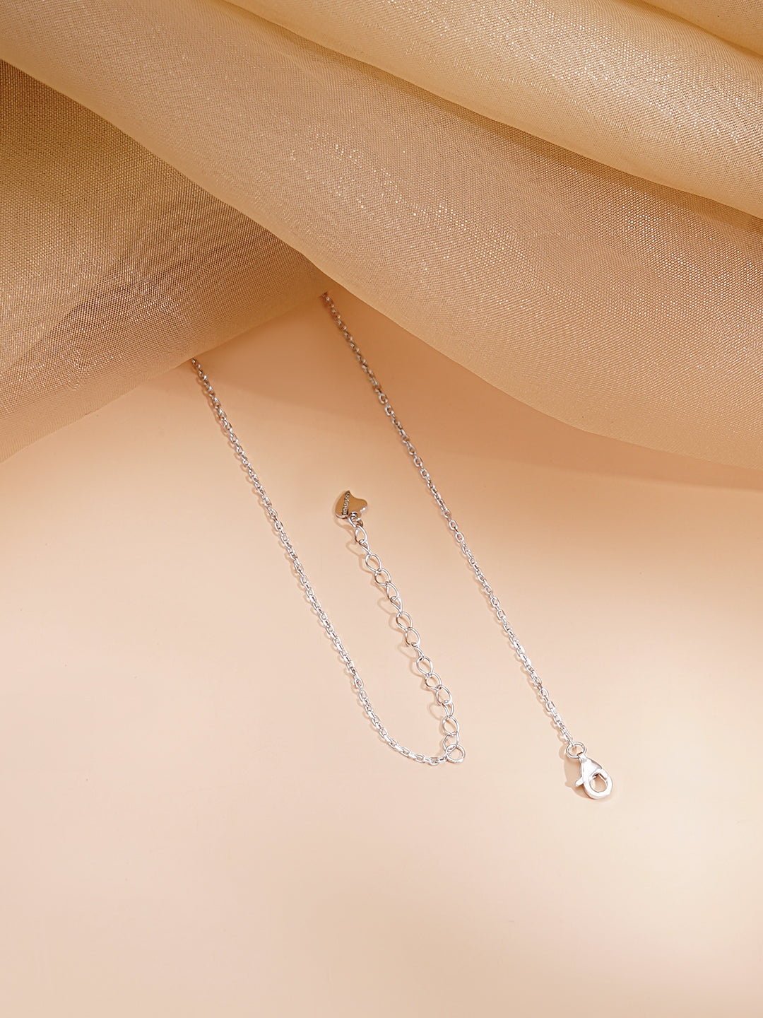 925 Fine Silver Rhodium Plated AD Drop Chain Necklace