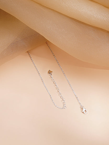 925 Fine Silver Rhodium Plated AD Drop Chain Necklace