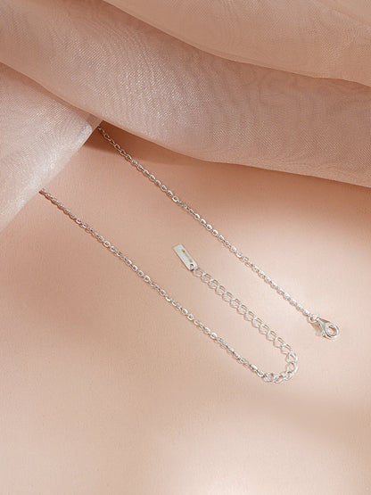 925 Fine Silver Rhodium Plated Geometric Floral Drop American Diamon Zirconia Necklace