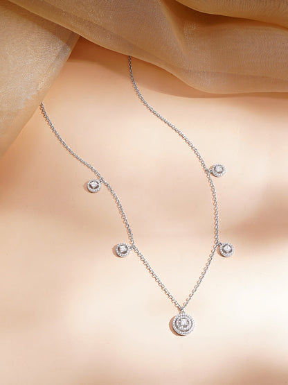 925 Fine Silver Rhodium Plated Crystal Charm Necklace