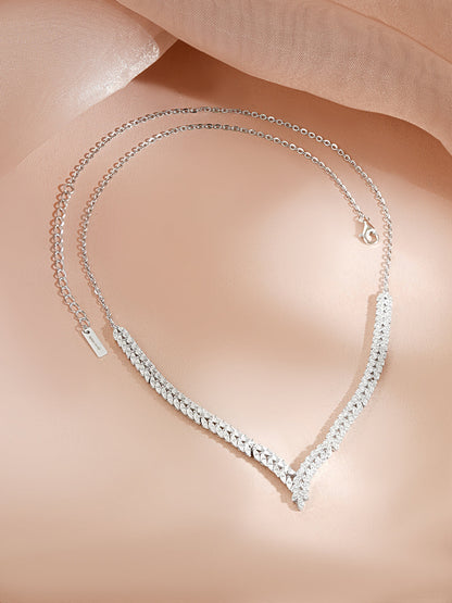 925 Fine Silver Rhodium Plated American Diamond Zirconia Necklace
