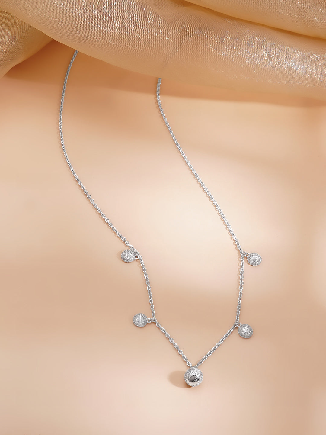 925 Fine Silver Rhodium Plated American Diamon Zirconia Necklace