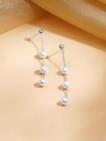 925 Fine Silver Rhodium Plated Pearl Beaded Necklace Set