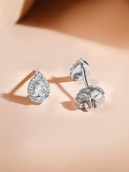 925 Fine Silver Rhodium Plated Tear Drop Layered Necklace Set