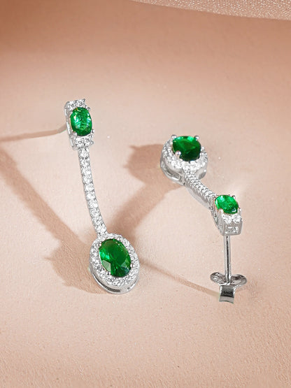 925 Fine Silver Rhodium Plated Emerald Green Necklace Set