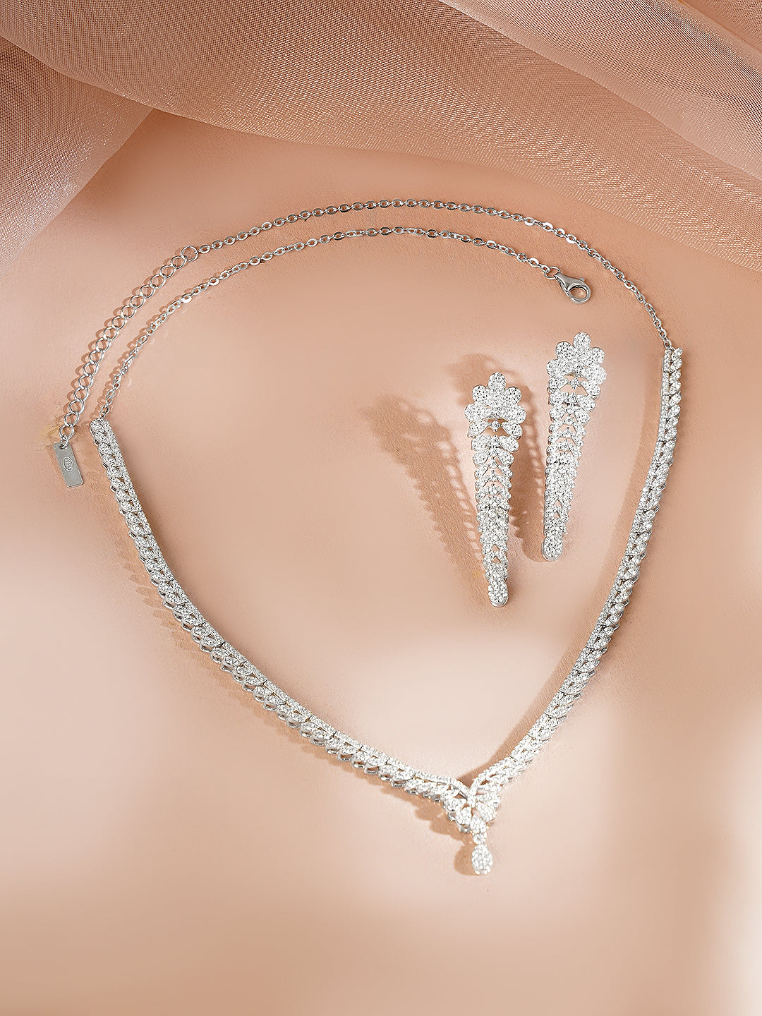 925 Fine Silver Rhodium Plated Necklace Set