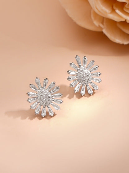 925 Fine Silver Rhodium Plated Floral Charm Necklace Set