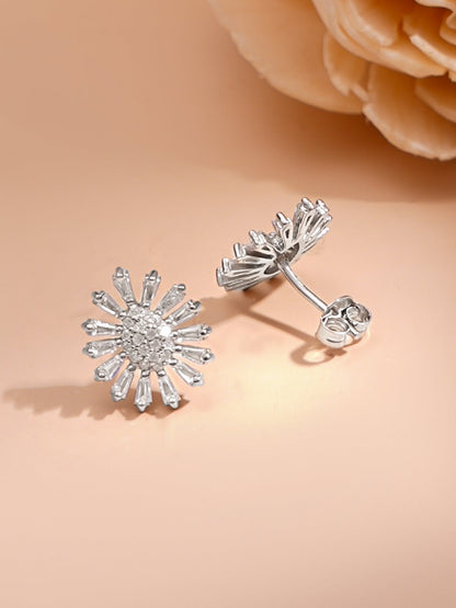 925 Fine Silver Rhodium Plated Floral Charm Necklace Set