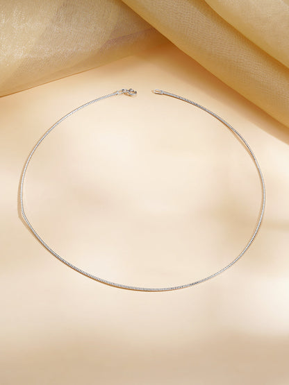 925 Fine Silver Rhodium Plated Sleek Necklace