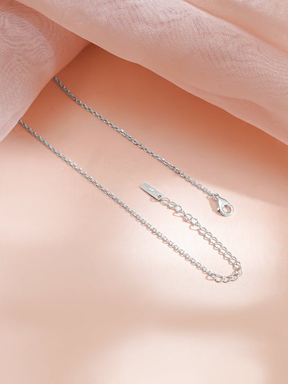 925 Fine Silver Rhodium Plated Floral Chain Necklace