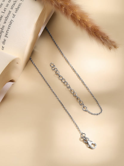 925 Fine Silver Rhodium Plated Floral Chrm Necklace