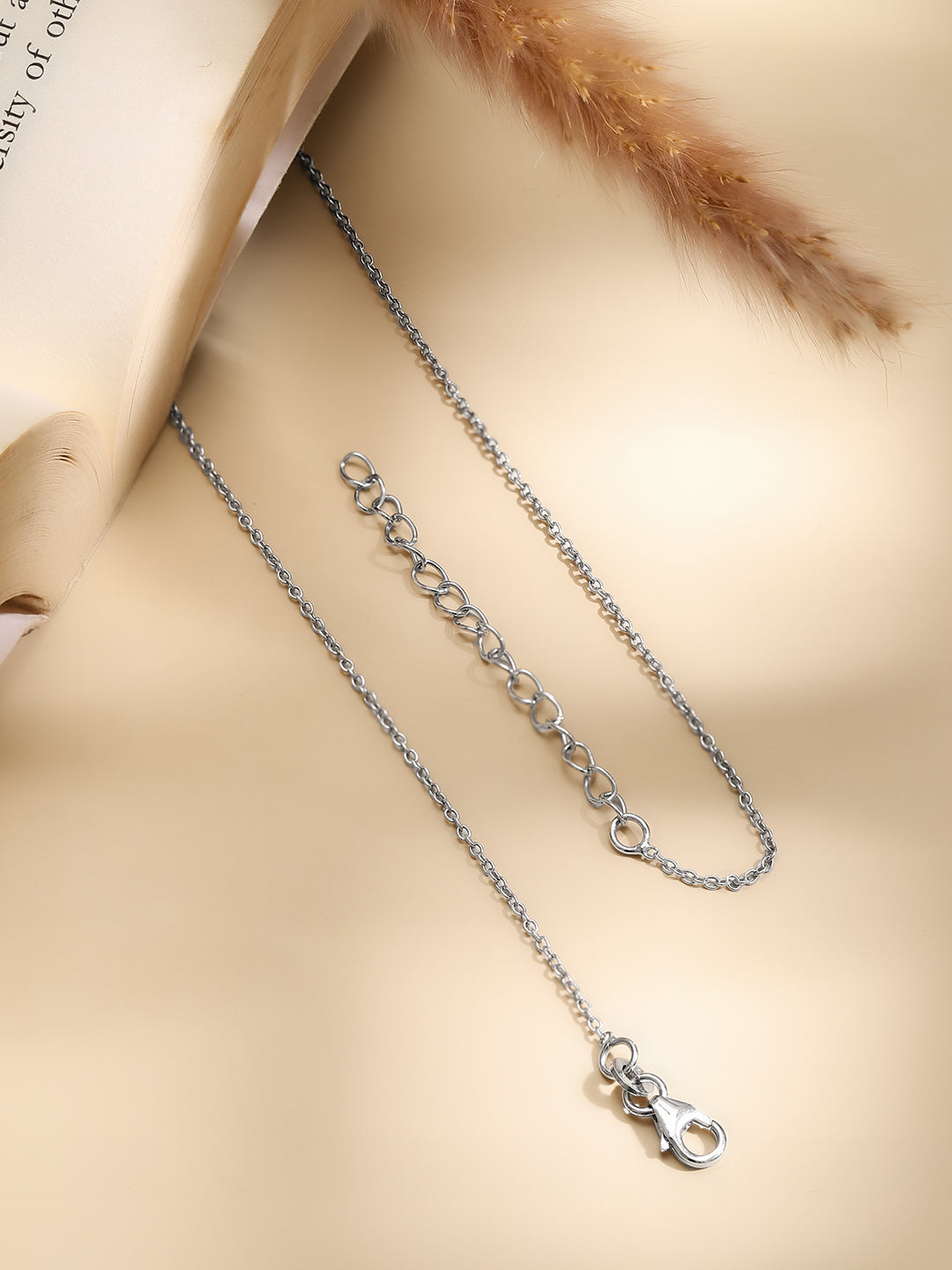 925 Fine Silver Rhodium Plated Coin Chram Pendant Necklace