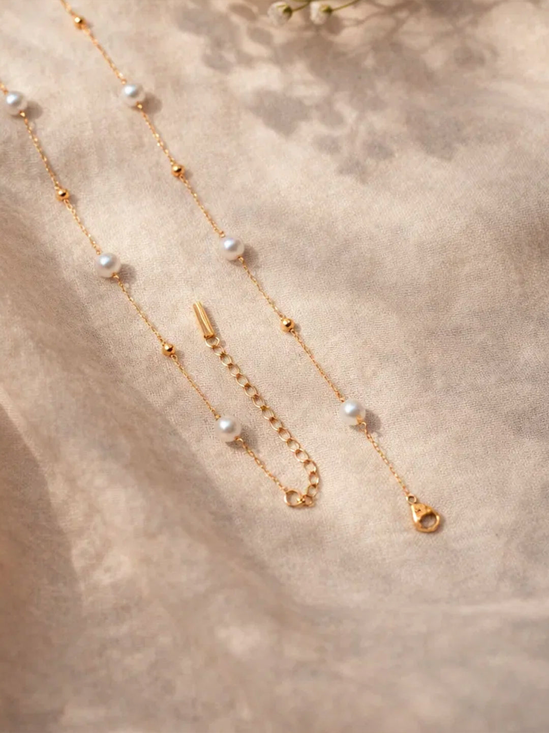 Demi Fine 18K Gold Plated Stainless steel Pearl Beaded Chain Necklace