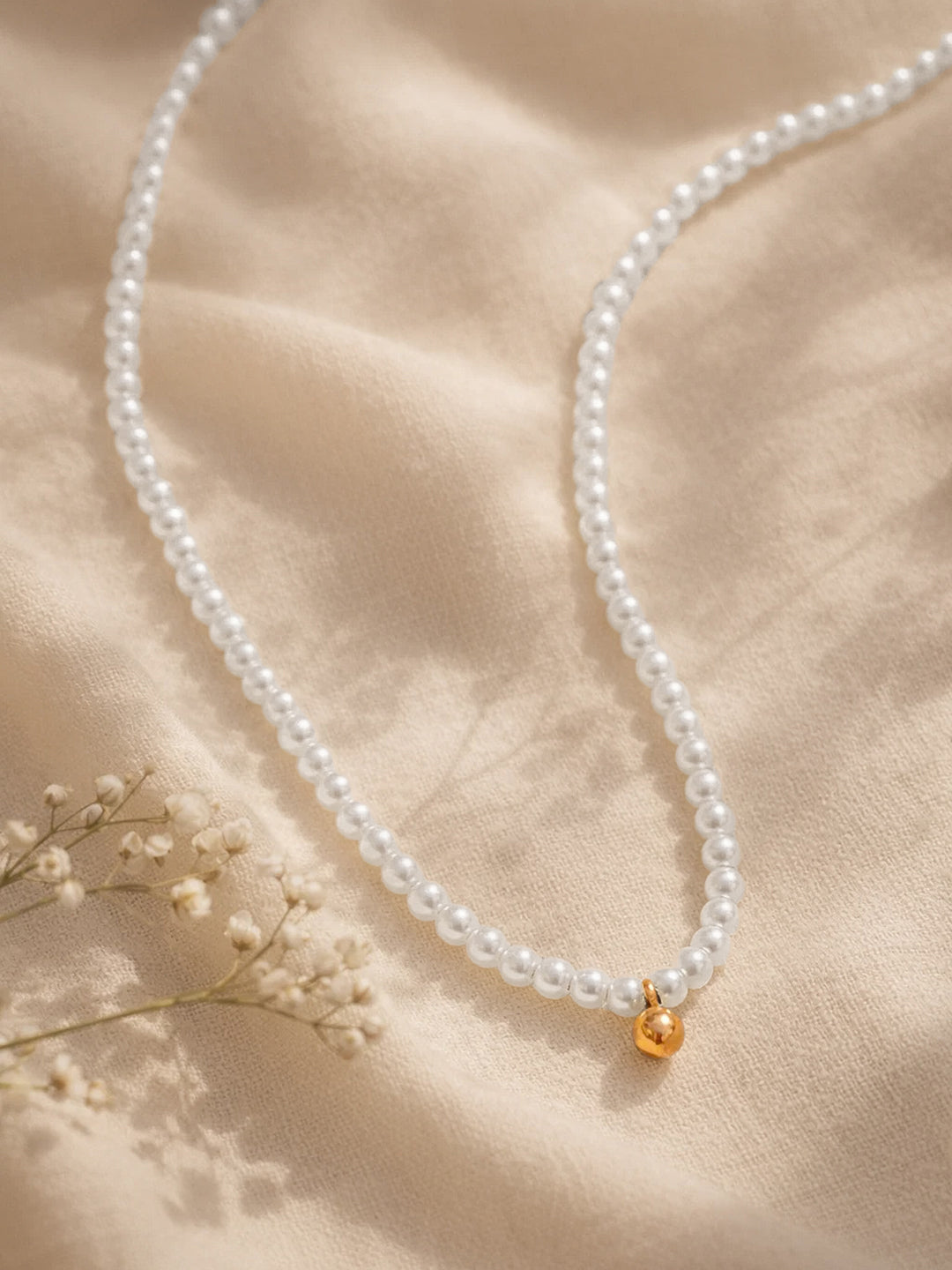 Demi Fine 18K Gold Plated Stainless steel Pearl Beaded Chain Necklace